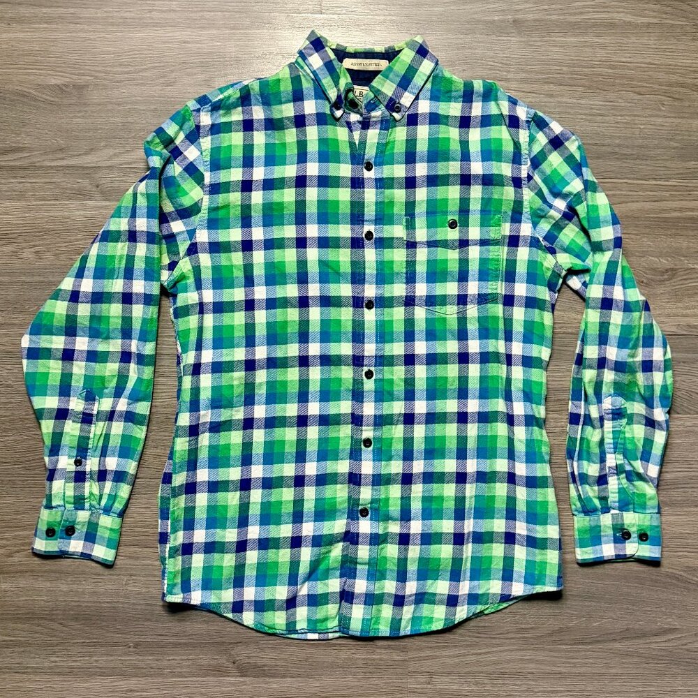L.L. Bean Men's Scotch Plaid Flannel Shirt - Blue/Green